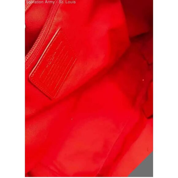 COACH Designer Red Crossgrain Large Street City Tote Purse Hand Bag - Picture 5 of 5